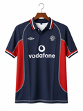 Manchester United 2001/02 Away Retro Jersey – David Beckham #7 – Navy Blue Polo Collar Half Sleeve