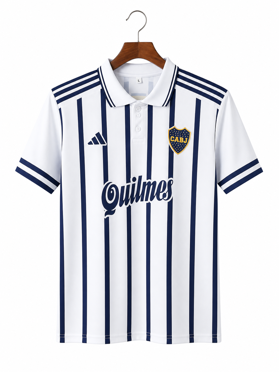 Boca Juniors Diego Maradona #10 Retro Jersey 1995/96 White & Blue Stripe Polo Collar Half Sleeve Football Shirt