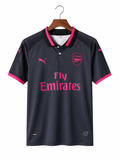 Arsenal 2016/17 Away Jersey Mesut Özil #11 Retro Black Pink Polo Collar Half Sleeve Football Shirt