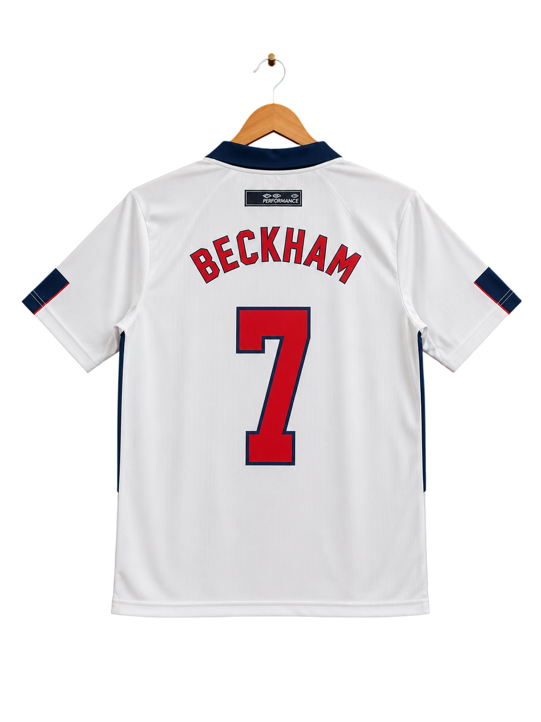 England National Football Team 1998 World Cup Home Jersey #7 – David Beckham Edition | Retro Half Sleeve Polo Collar