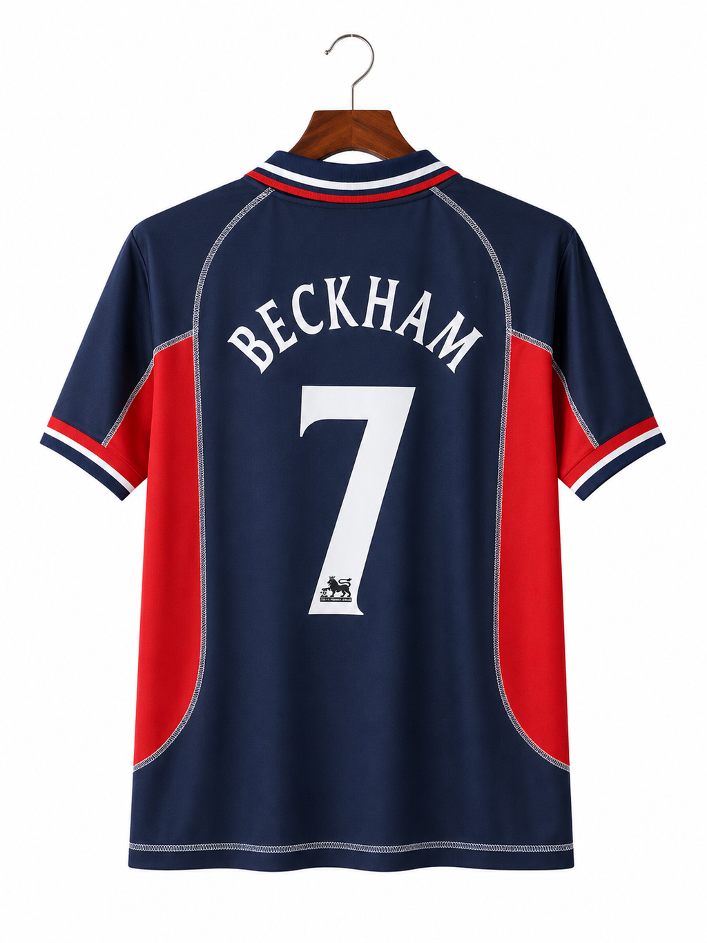 Manchester United 2001/02 Away Retro Jersey – David Beckham #7 – Navy Blue Polo Collar Half Sleeve