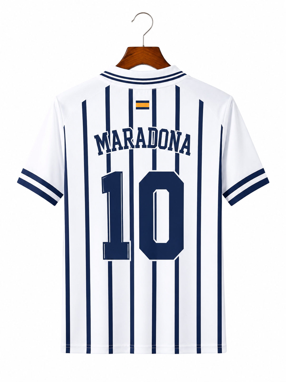 Boca Juniors Diego Maradona #10 Retro Jersey 1995/96 White & Blue Stripe Polo Collar Half Sleeve Football Shirt