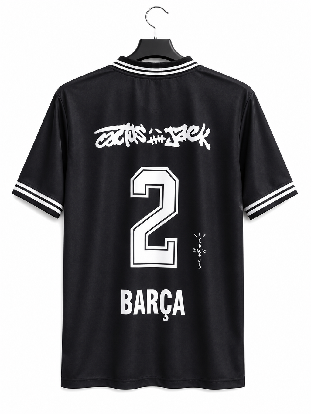 Barcelona Travis Scott Black Jersey Polo Collar Special Edition Football Shirt – Barça No.2 Retro Style Fan Edition