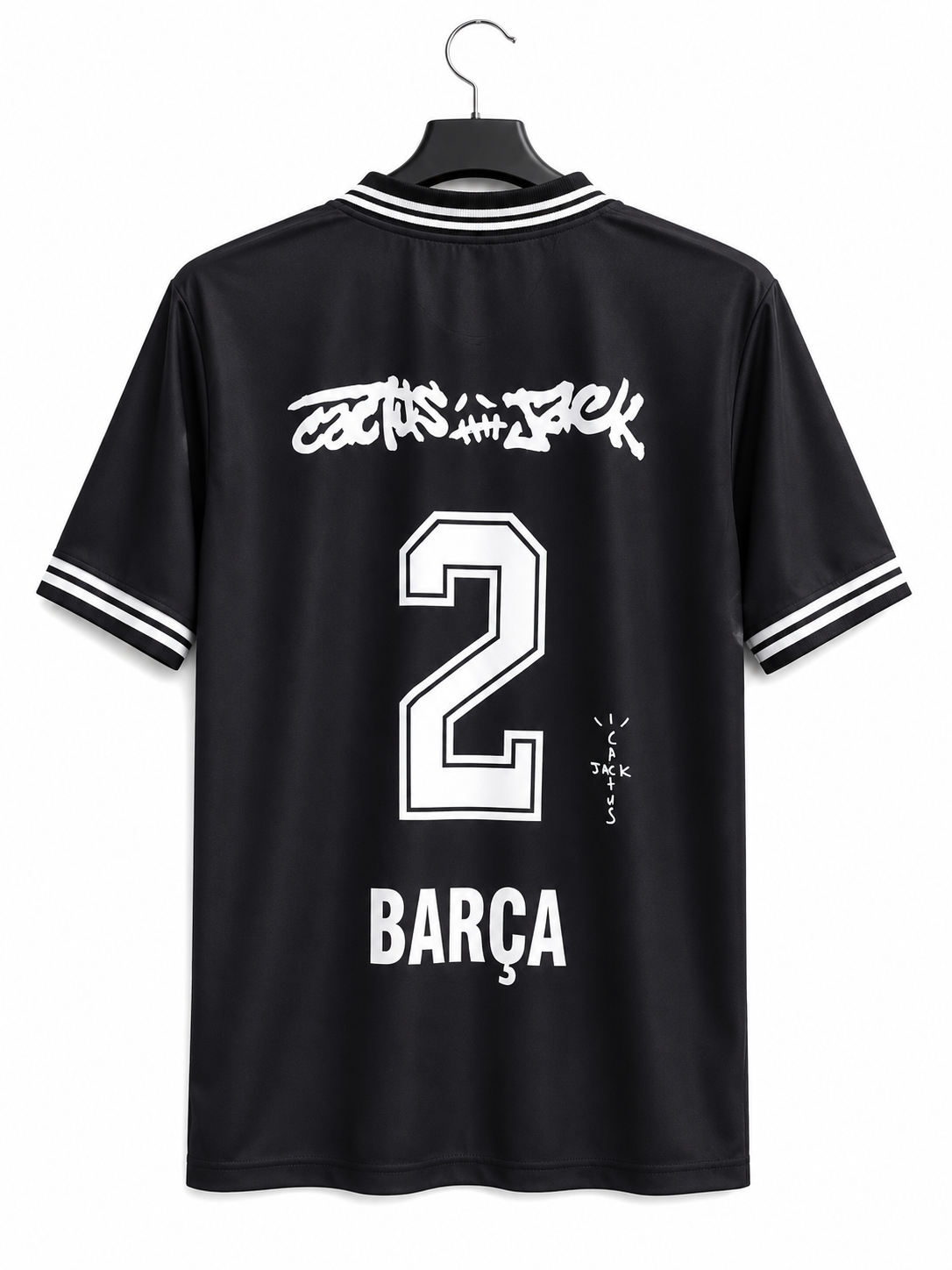Barcelona Travis Scott Black Jersey Polo Collar Special Edition Football Shirt – Barça No.2 Retro Style Fan Edition