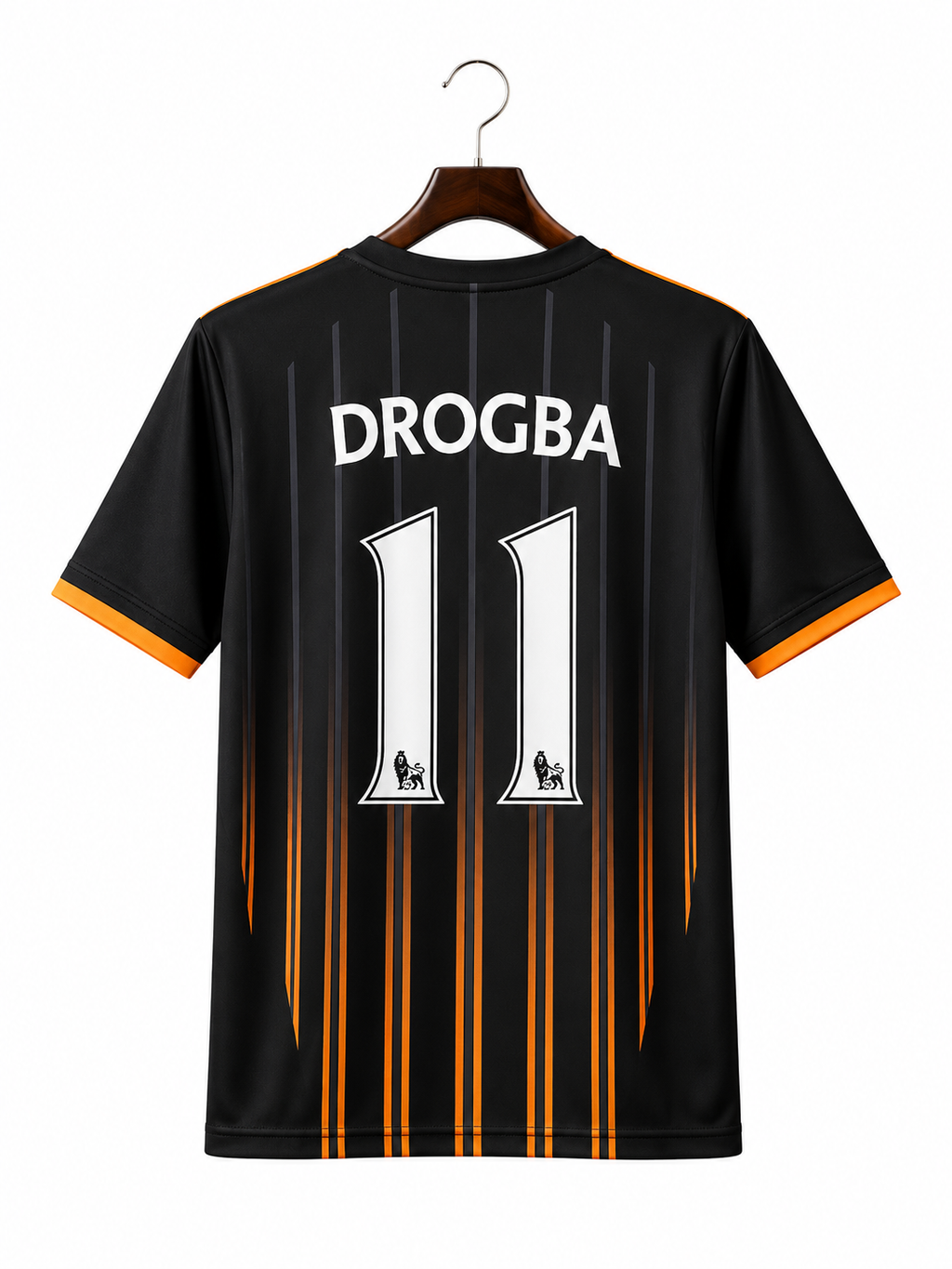 Chelsea 2013-14 Third Retro Jersey Didier Drogba #11 – Black Gold Round Neck Half Sleeve Football Shirt