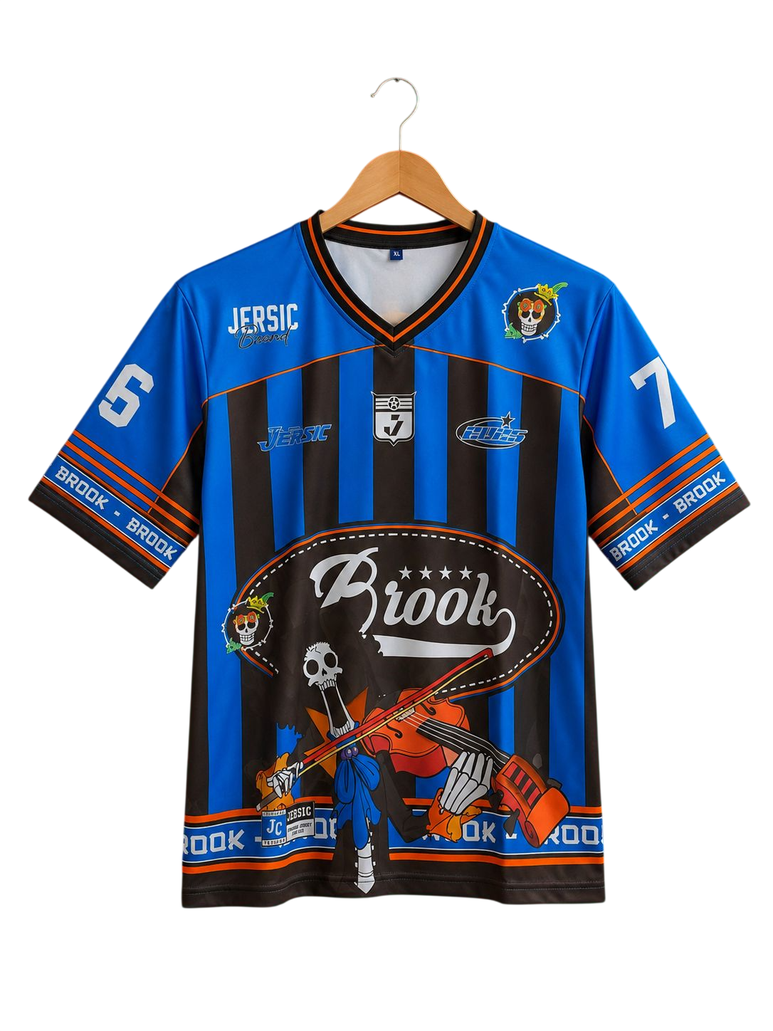 Special Edition Brook One Piece Anime Graphic Print Sports Jersey V Neck And Five Sleeve
