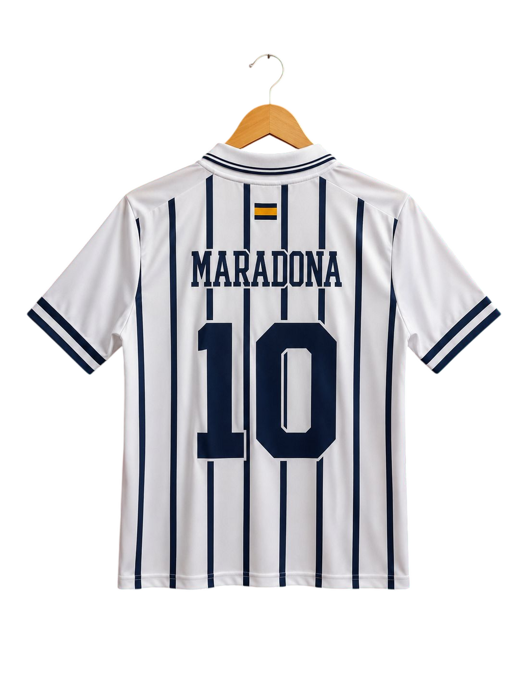 Boca Juniors Diego Maradona #10 Retro Jersey 1995/96 White & Blue Stripe Polo Collar Half Sleeve Football Shirt