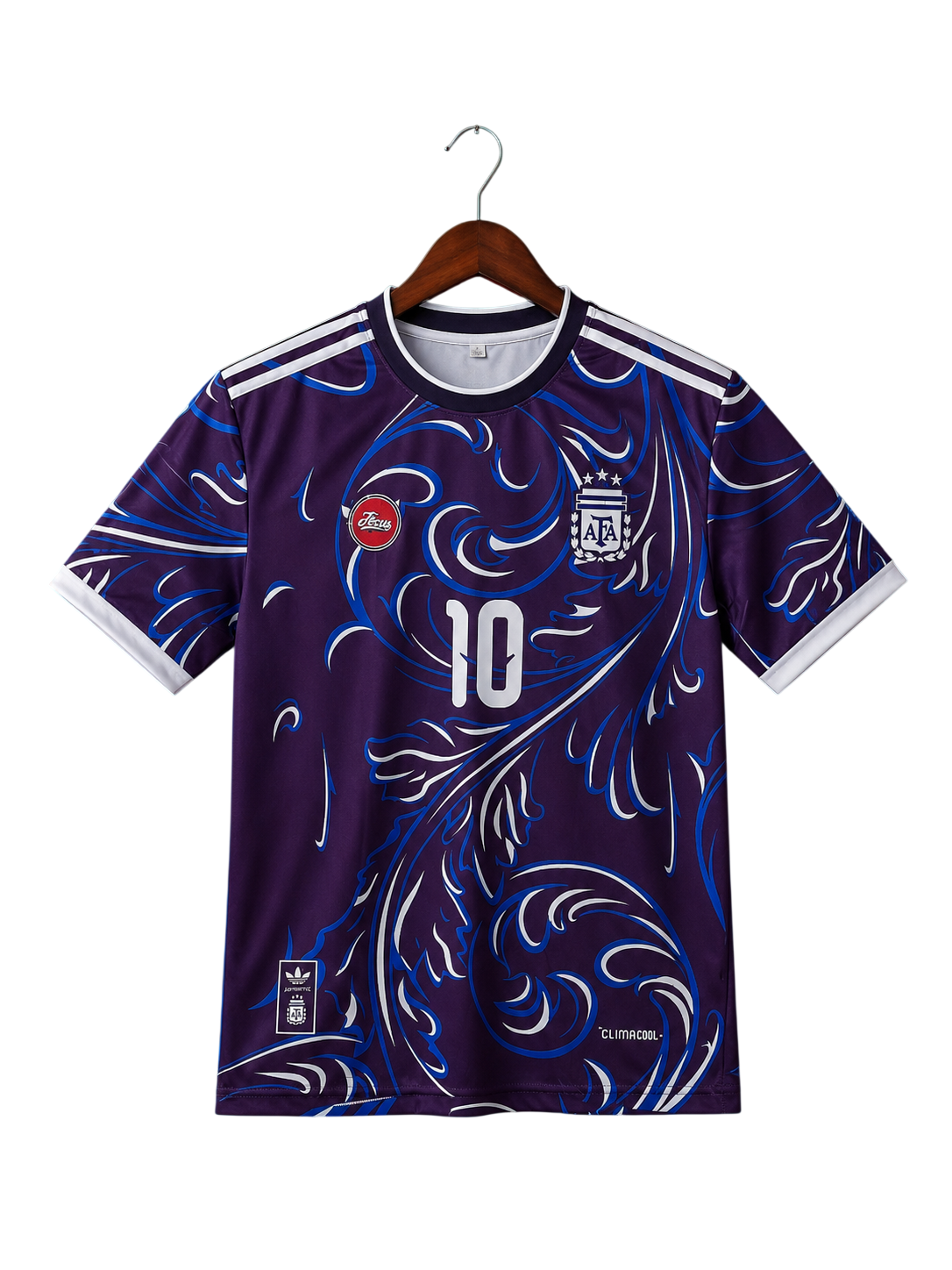 Argentina Messi #10 Special Edition Jersey -  Swirl Graphic - Men’s Half Sleeve Round Neck Soccer Kit