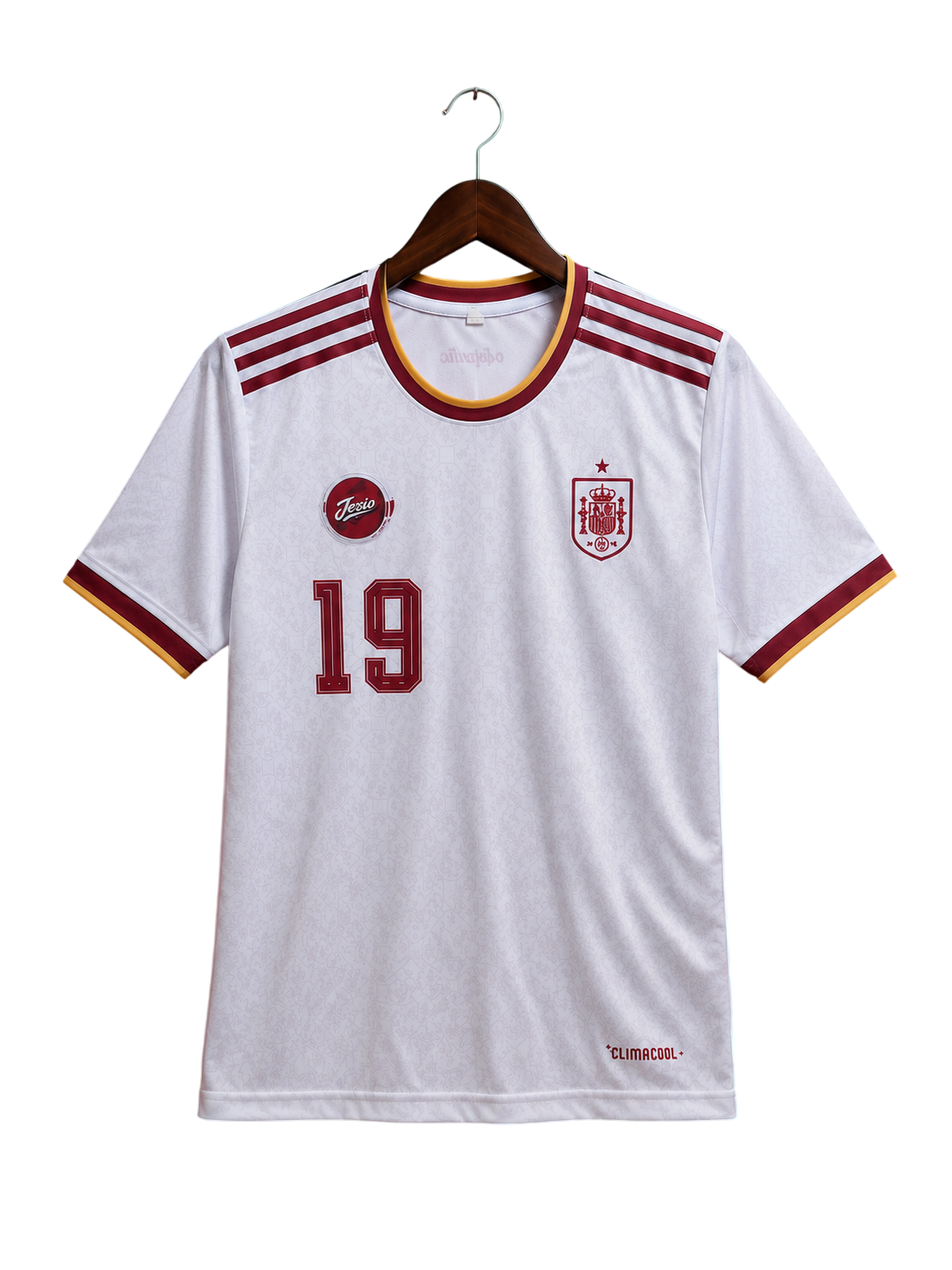 Spain 2024 Away Jersey Lamine Yamal #19 – White Round Neck Football Shirt – Half Sleeve Soccer Jersey