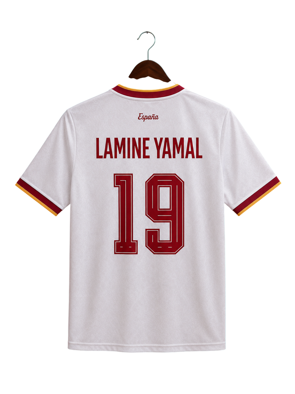 Spain 2024 Away Jersey Lamine Yamal #19 – White Round Neck Football Shirt – Half Sleeve Soccer Jersey