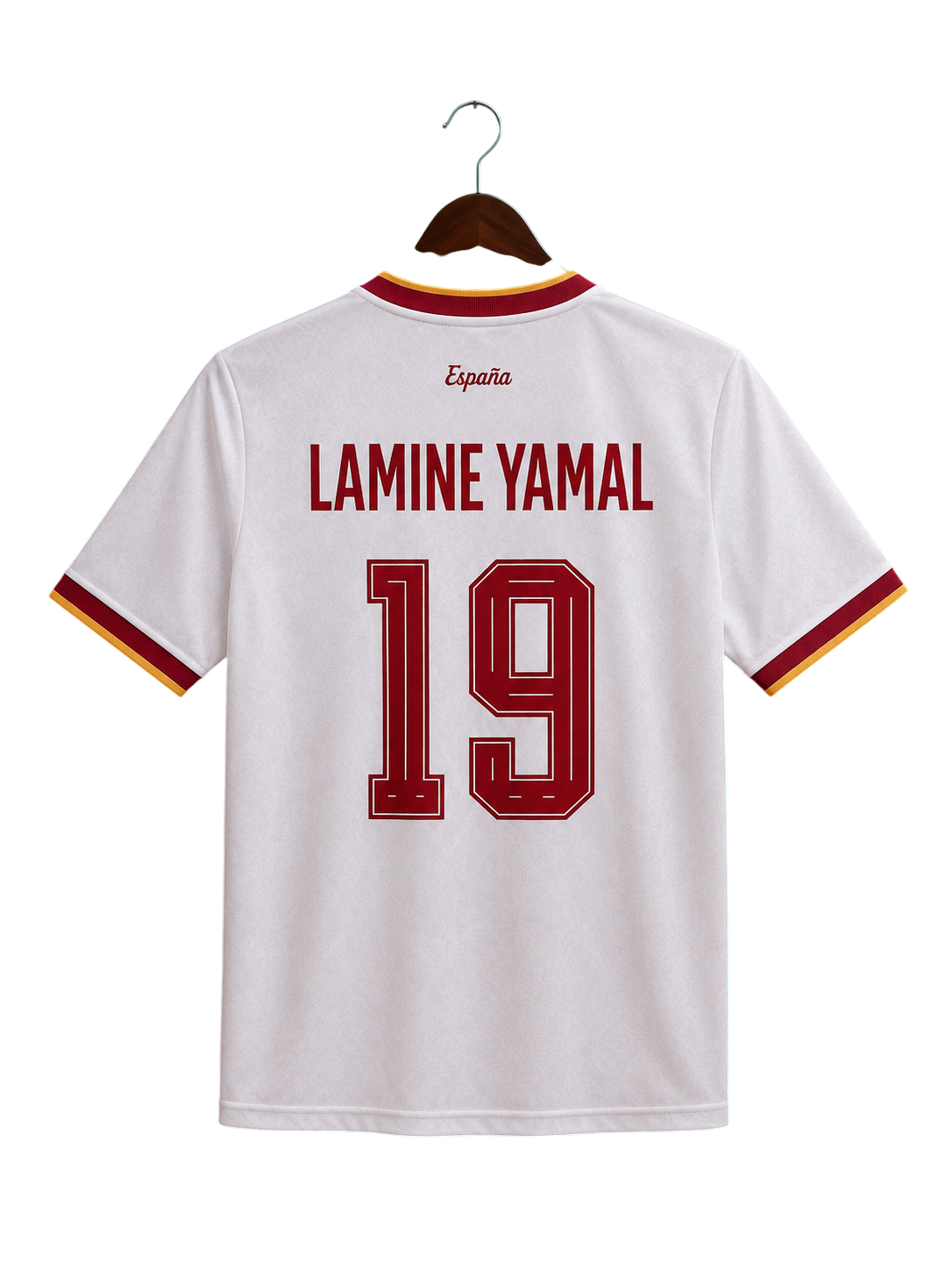 Spain 2024 Away Jersey Lamine Yamal #19 – White Round Neck Football Shirt – Half Sleeve Soccer Jersey