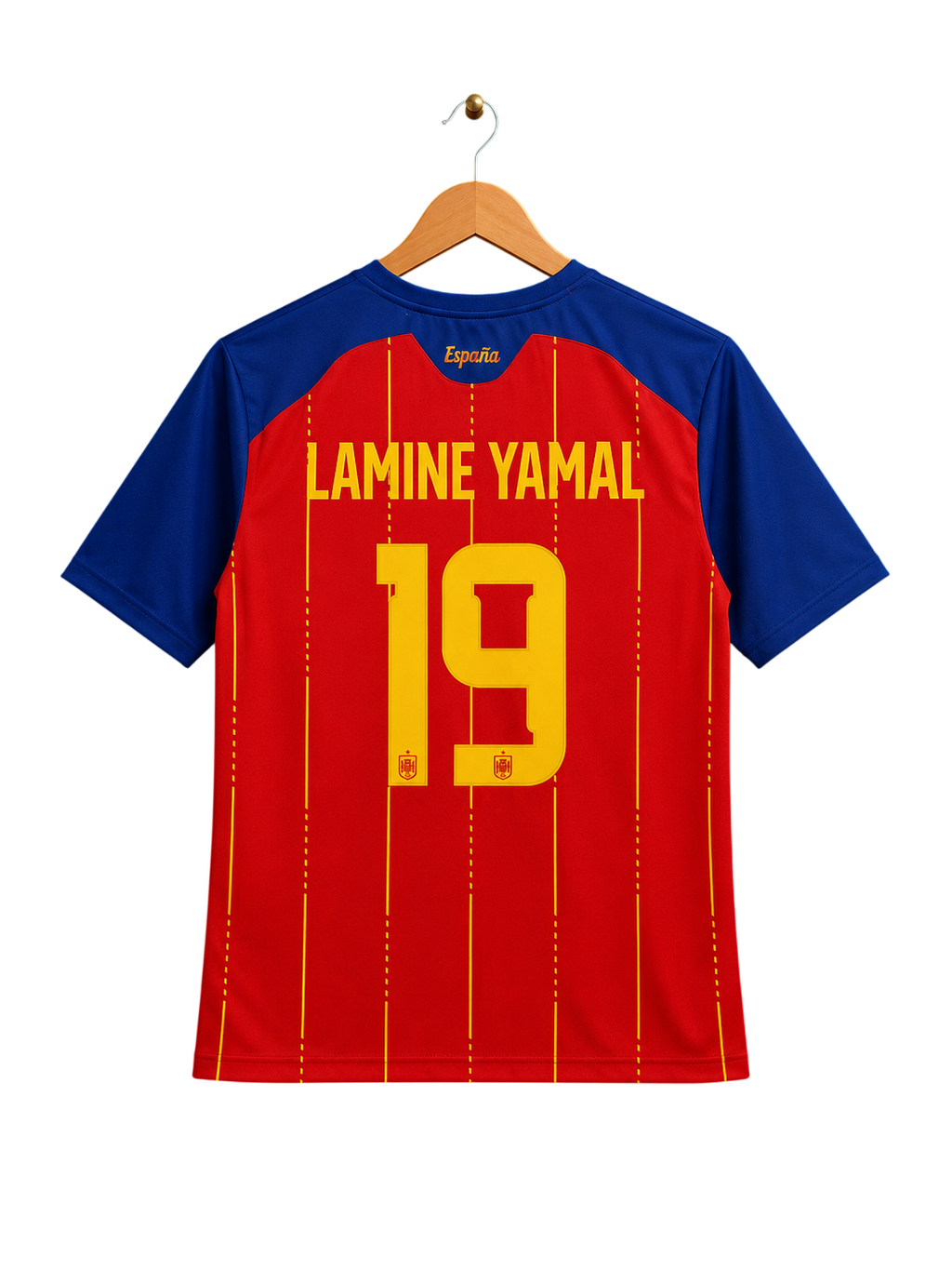 Spain Euro 2026 Home Jersey #19 LAMINE YAMAL - Red Half Sleeve Round Neck