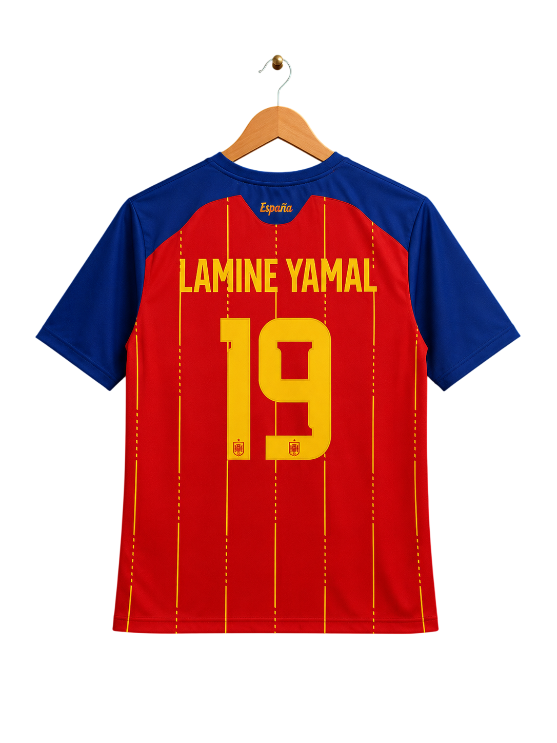 Spain Euro 2026 Home Jersey #19 LAMINE YAMAL - Red Half Sleeve Round Neck