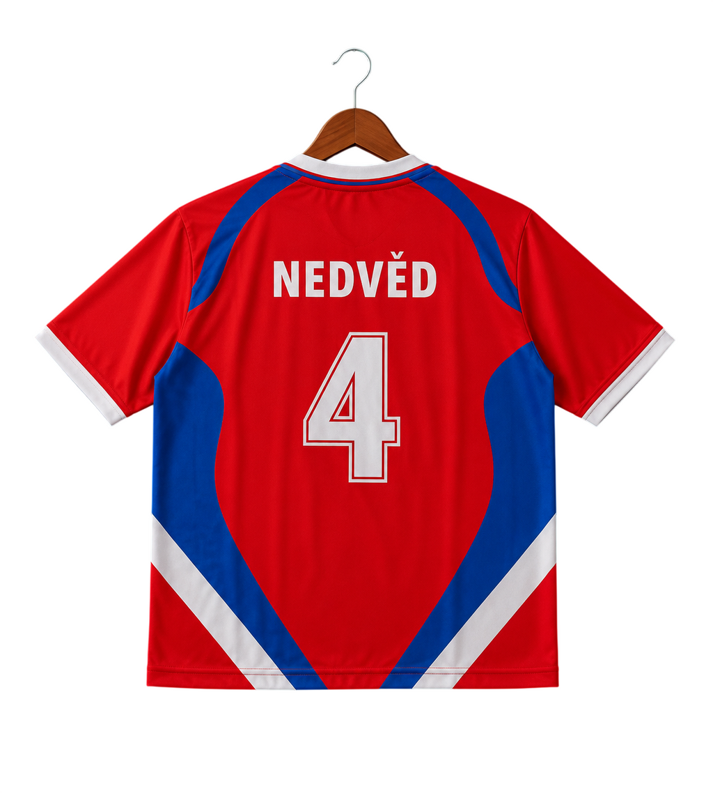 Pavel Nedvěd Czech Republic Retro Home Jersey #4 – Half Sleeve Polo Edition