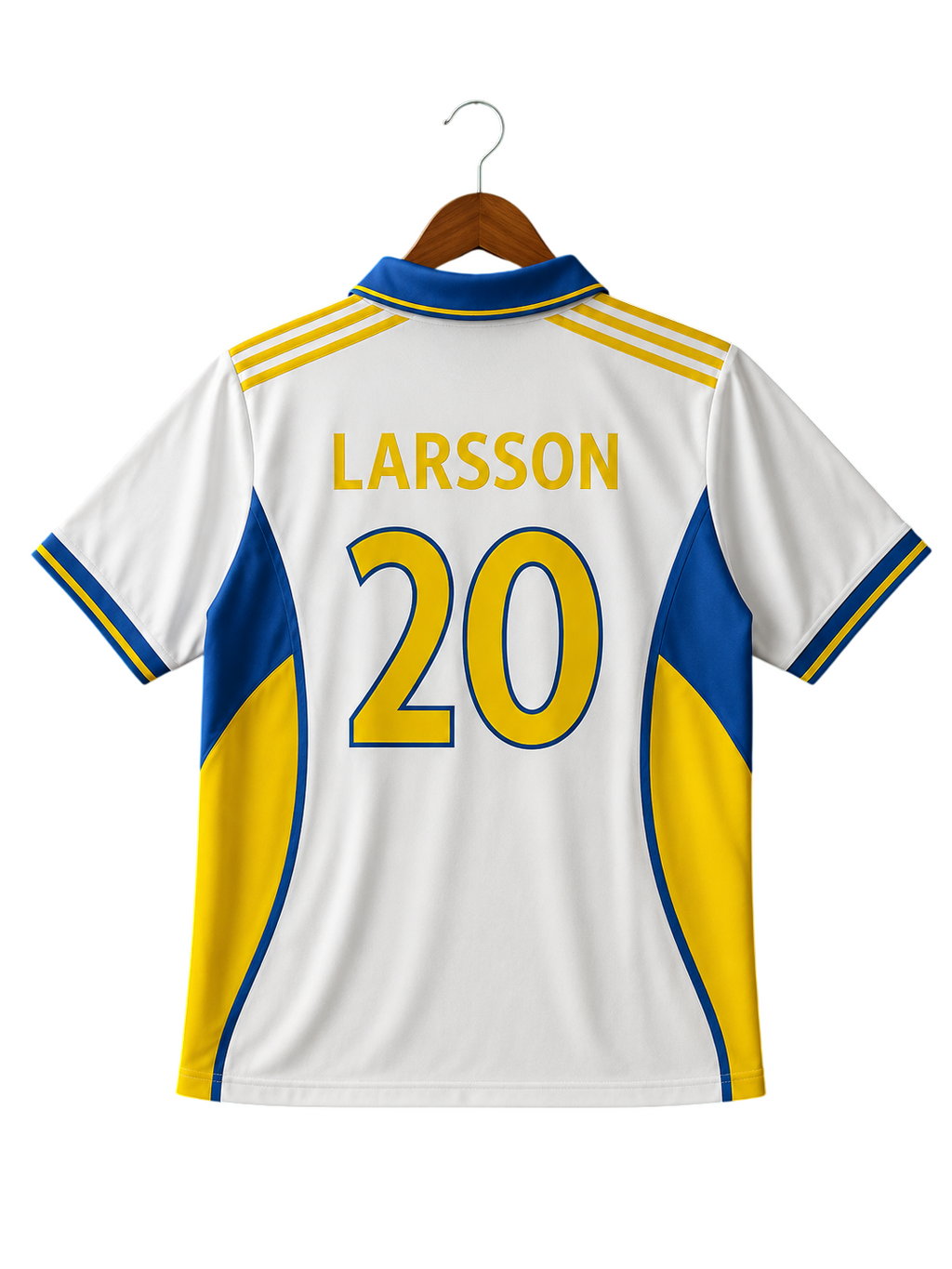 Henrik Larsson 2000 Sweden Retro Polo Jersey #20 – Half Sleeve(EMBROIDERY)