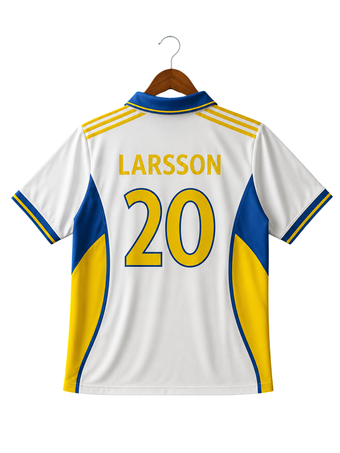 Henrik Larsson 2000 Sweden Retro Polo Jersey #20 – Half Sleeve(EMBROIDERY)