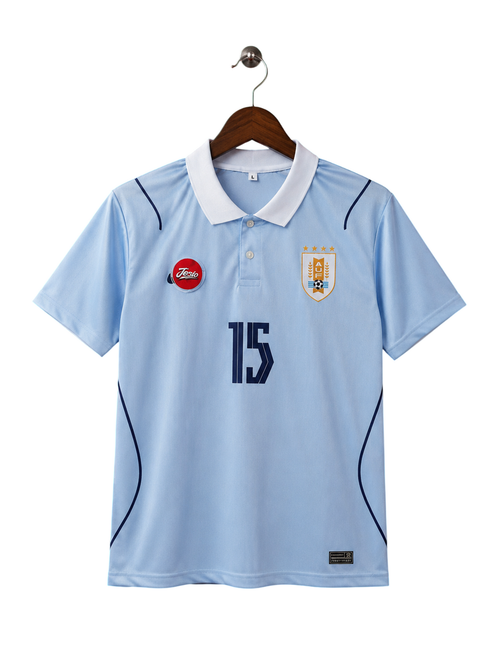 Uruguay National Team Home Jersey #15 F. Valverde – Retro Half Sleeve Polo Football Shirt