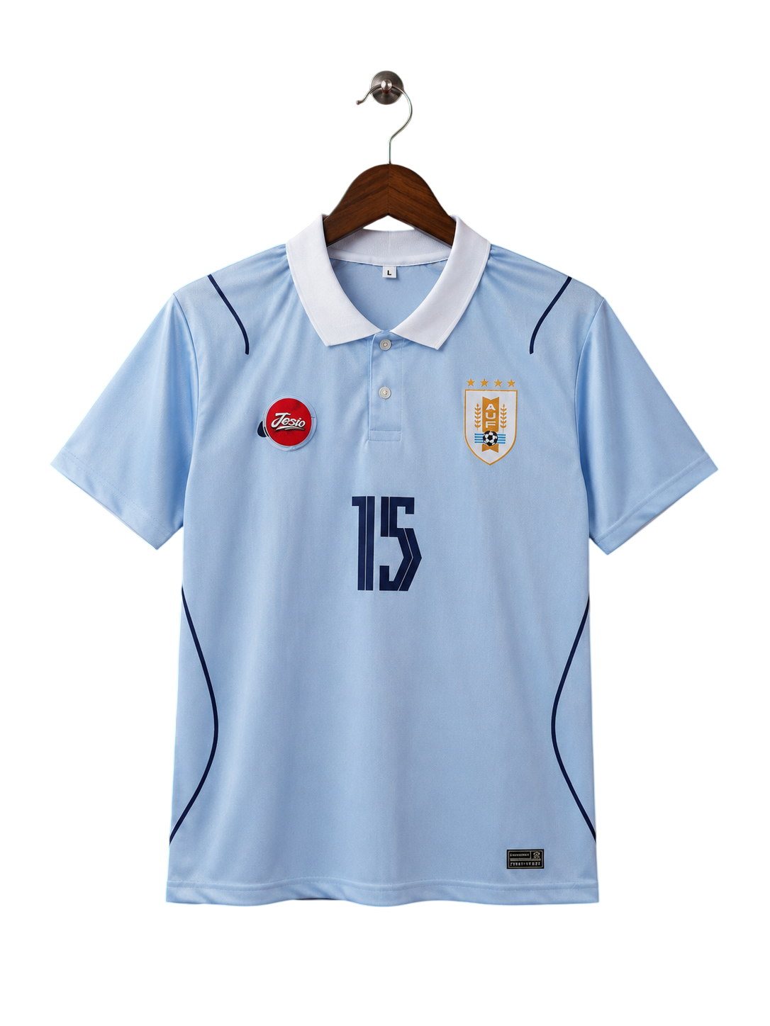 Uruguay National Team Home Jersey #15 F. Valverde – Retro Half Sleeve Polo Football Shirt