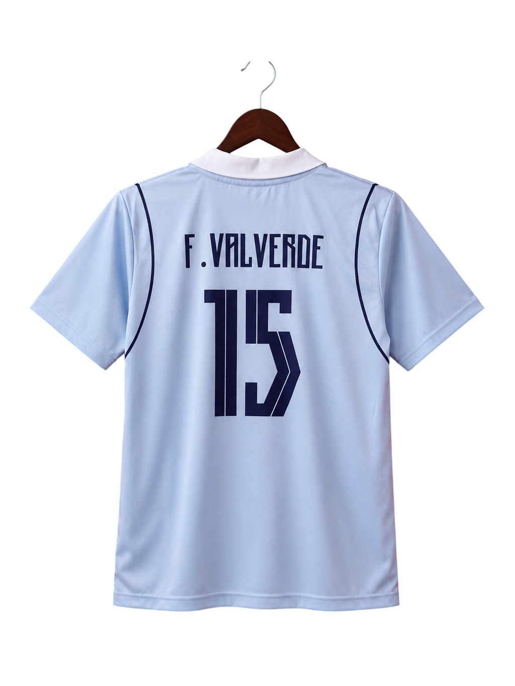 Uruguay National Team Home Jersey #15 F. Valverde – Retro Half Sleeve Polo Football Shirt