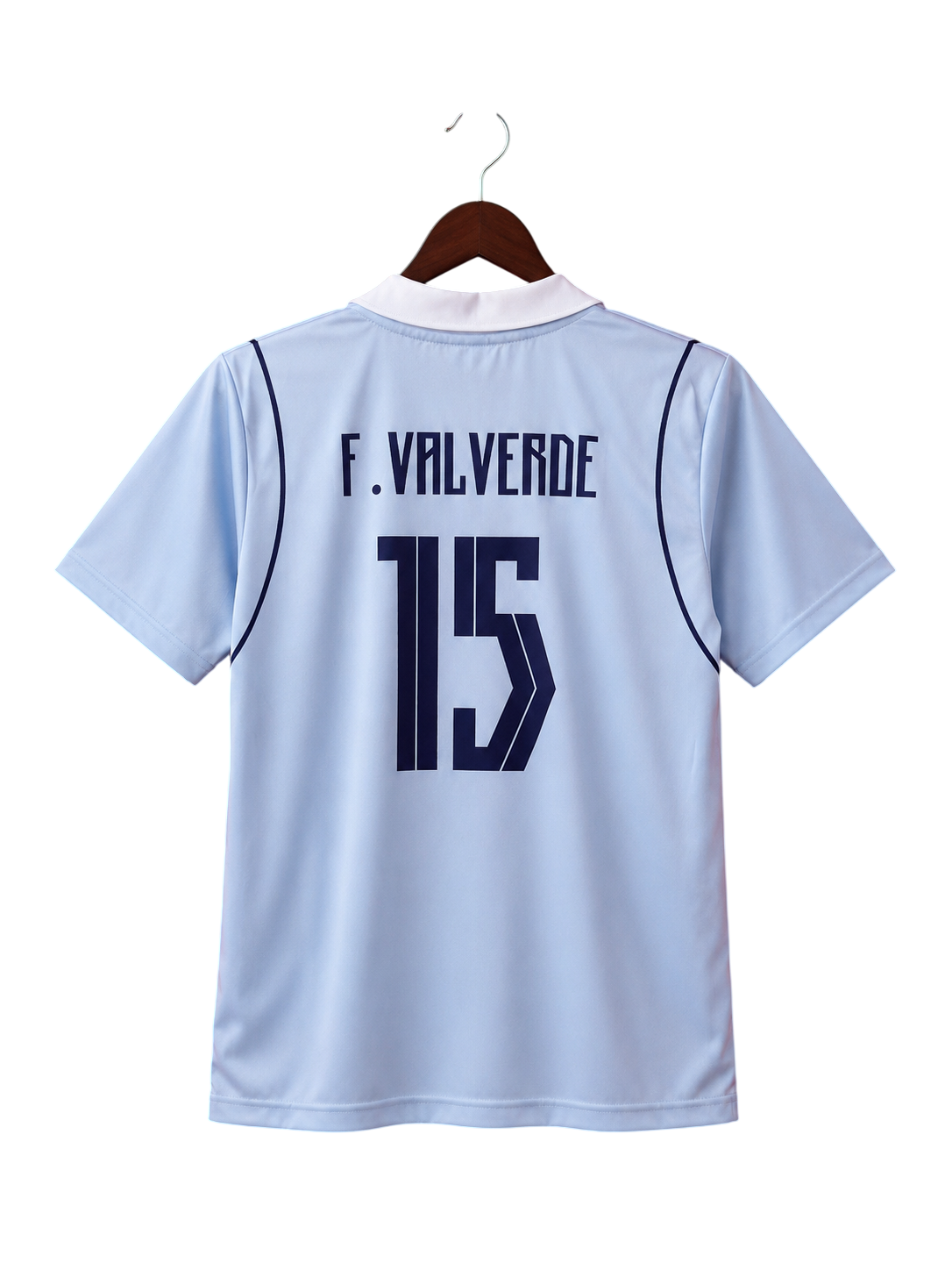 Uruguay National Team Home Jersey #15 F. Valverde – Retro Half Sleeve Polo Football Shirt
