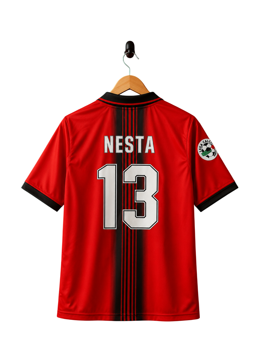 AC Milan 1995-96 Home Jersey – Alessandro Nesta #13 Retro Club Football Shirt (Half Sleeve / Polo Collar)