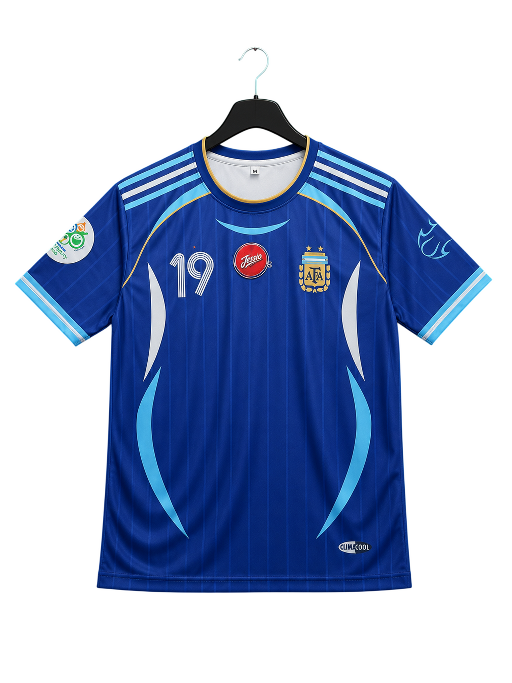 Lionel Messi #19 Argentina Blue Soccer Jersey – Half Sleeve Crew Neck Fan Shirt