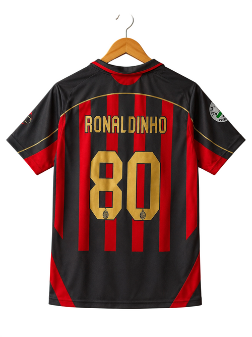 AC Milan 2008/2009 Home Retro Polo Football Shirt — Ronaldinho #80
