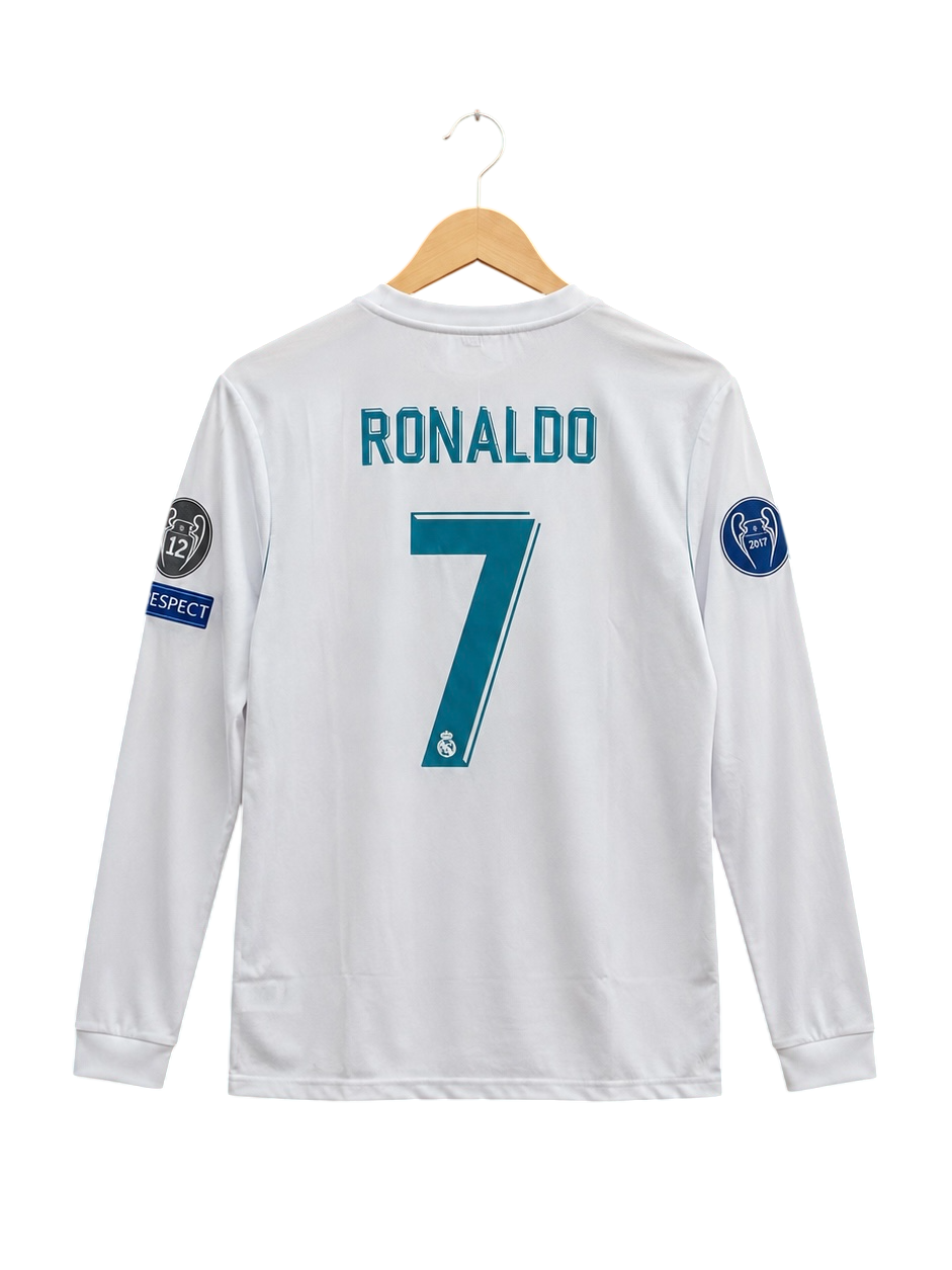 Real Madrid 2017/2018 UCL Final Kyiv Home Full Sleeve Football Shirt — Ronaldo #7