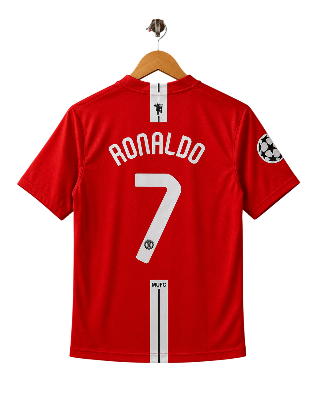 Manchester United 2007/08 Retro Home Jersey – Cristiano Ronaldo #7 – UEFA Champions League Final Edition – Red Round Neck Half Sleeve